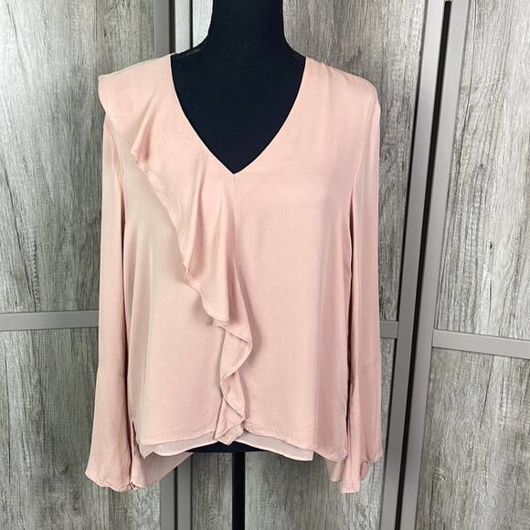 Antonio Melani side ruffle mauve blouse women's L - Picture 1 of 12